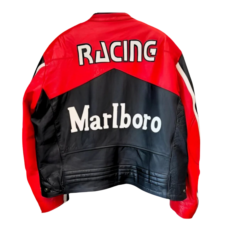 Black Marlboro Leather Racing Jacket