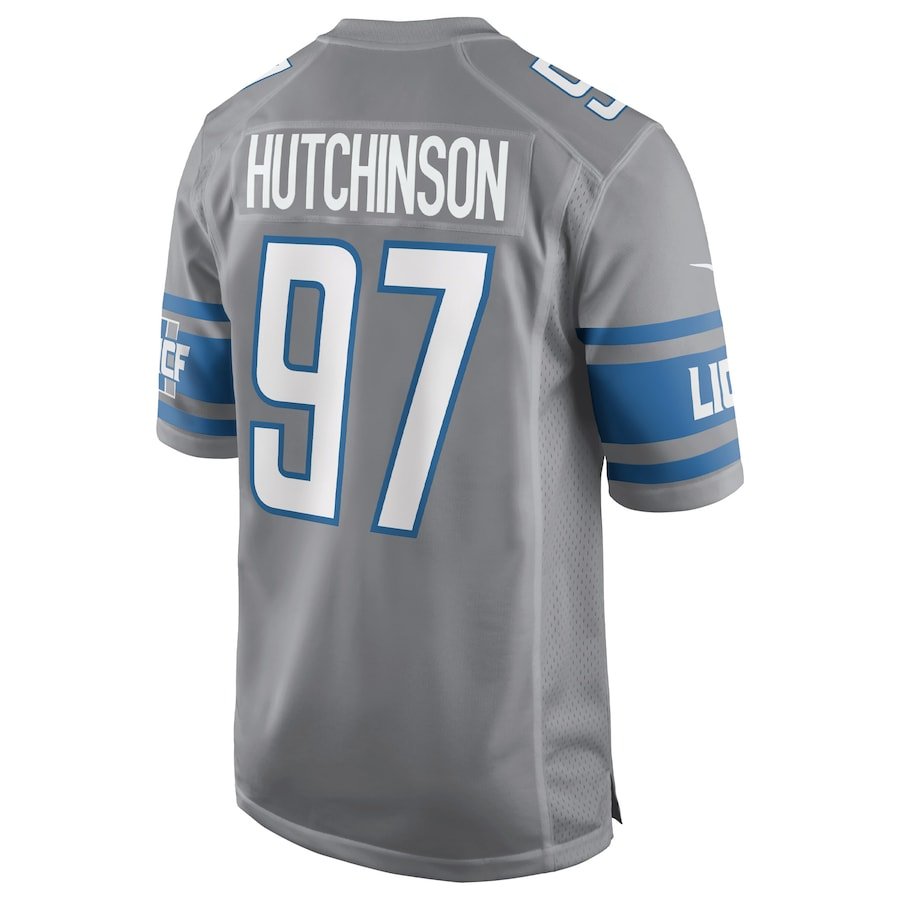 Aidan Hutchinson Silver Detroit Lions Game Jersey | American Football Shirts | Sportcify |