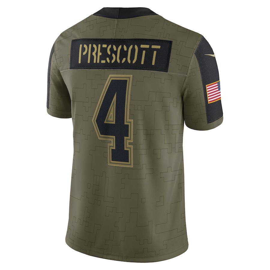 Dak Prescott Olive Dallas Cowboys 2021 Salute To Service - Limited Player Jersey | NFL Jersey | Sportcify |