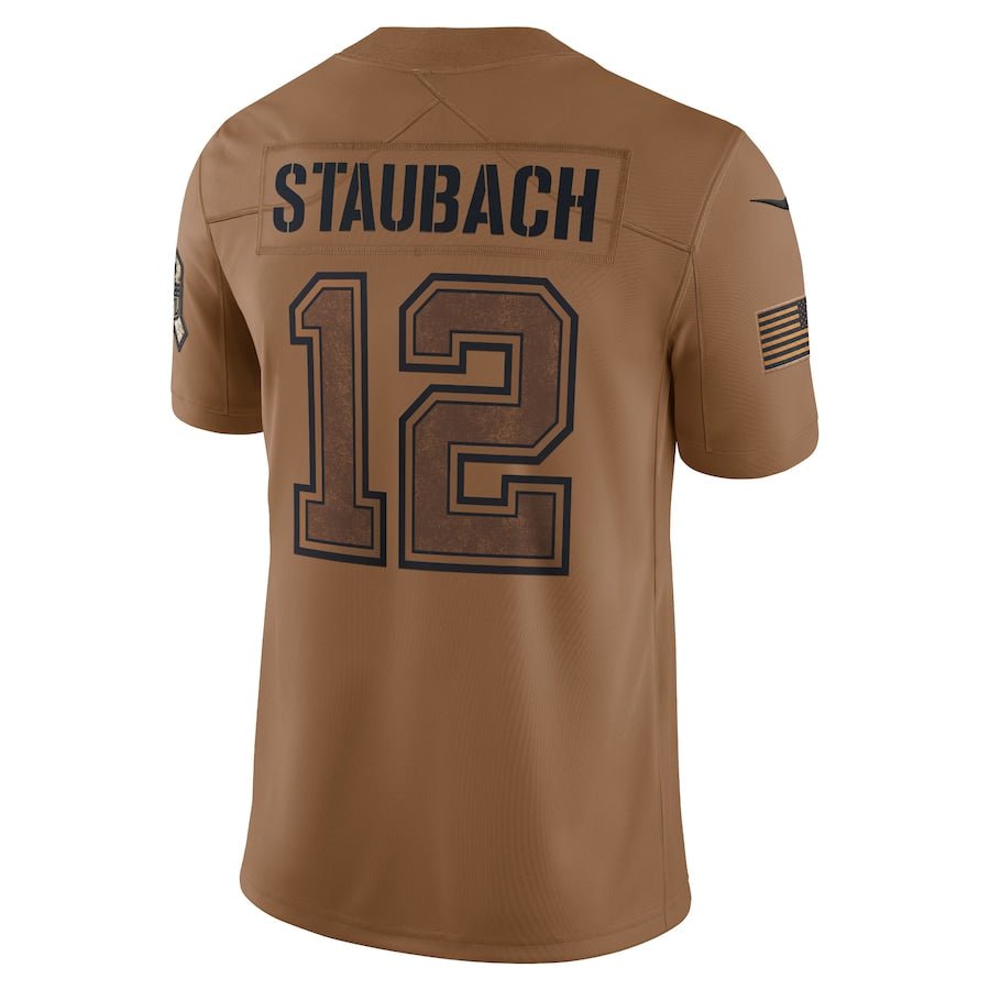 Dallas Cowboys Roger Staubach Brown 2023 Salute To Service Retired Player Limited Jersey | American Football Jersey | Sportcify |