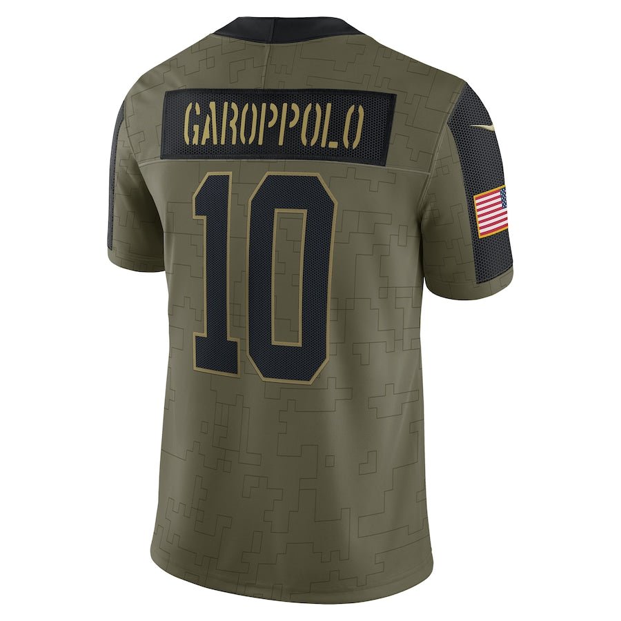 Jimmy Garoppolo Olive San Francisco 49ers Salute To Service 2021 Limited Player Jersey | NFL Jersey | Sportcify |