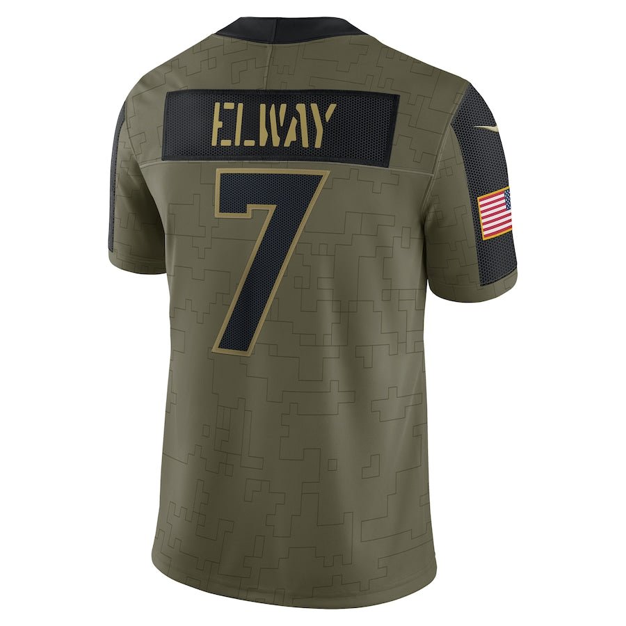 John Elway Olive Denver Broncos 2021 Salute To Service - Limited Player Jersey | NFL Jersey | Sportcify |