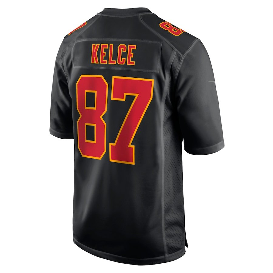 Kansas City Chiefs Travis Kelce Black Carbon Fashion Game Player Jersey | American Football Shirts | Sportcify |