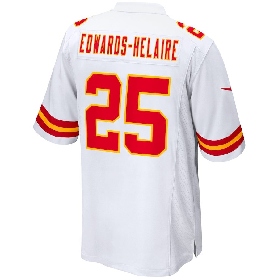 Kansas City Chiefs Clyde Edwards-Helaire White Game Jersey | American Football Shirts | Sportcify |