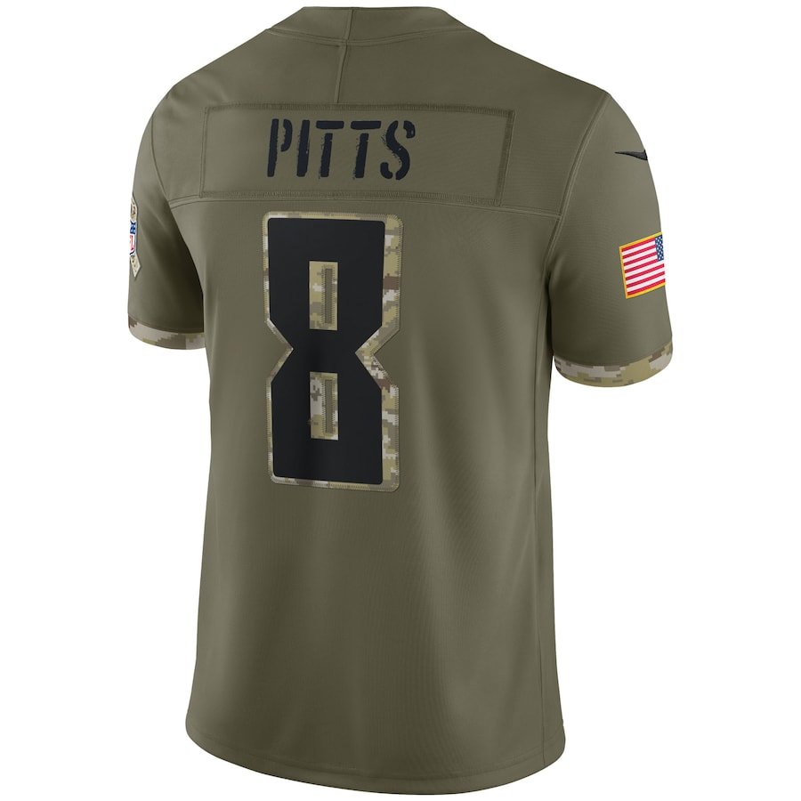 Kyle Pitts Olive Atlanta Falcons 2022 Salute To Service Limited Jersey | American Football Shirts | Sportcify |