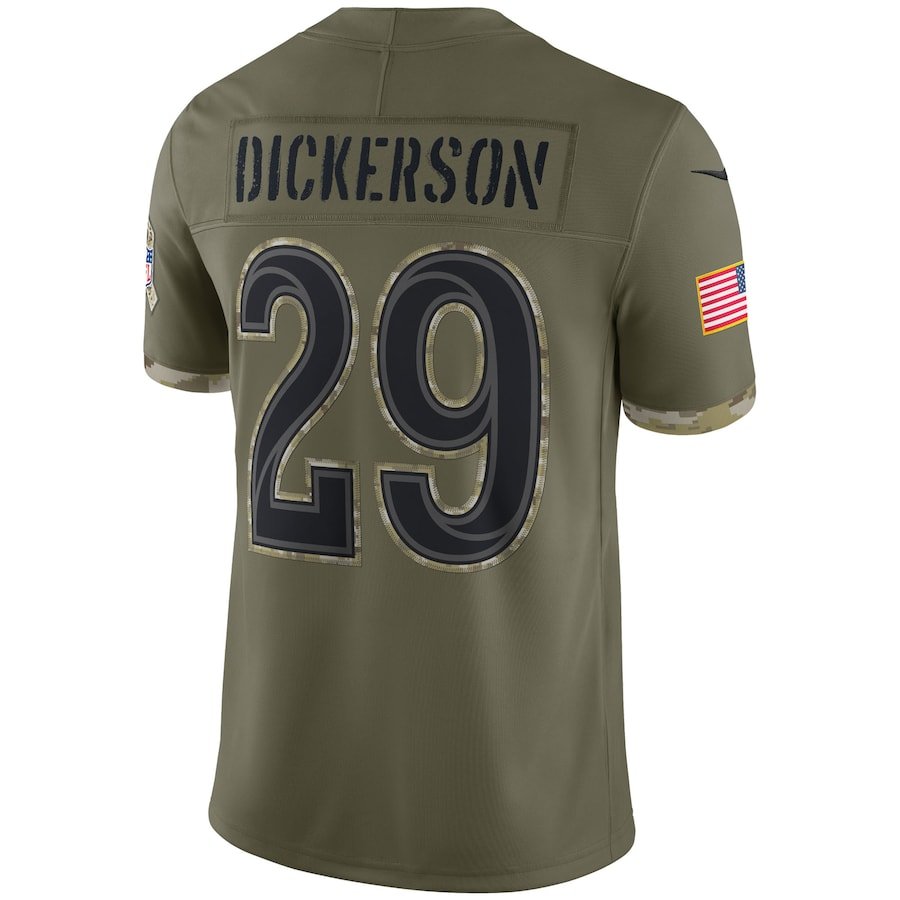 Los Angeles Rams Eric Dickerson Olive Salute To Service Retired Player Limited Jersey | American Football Shirts | Sportcify |