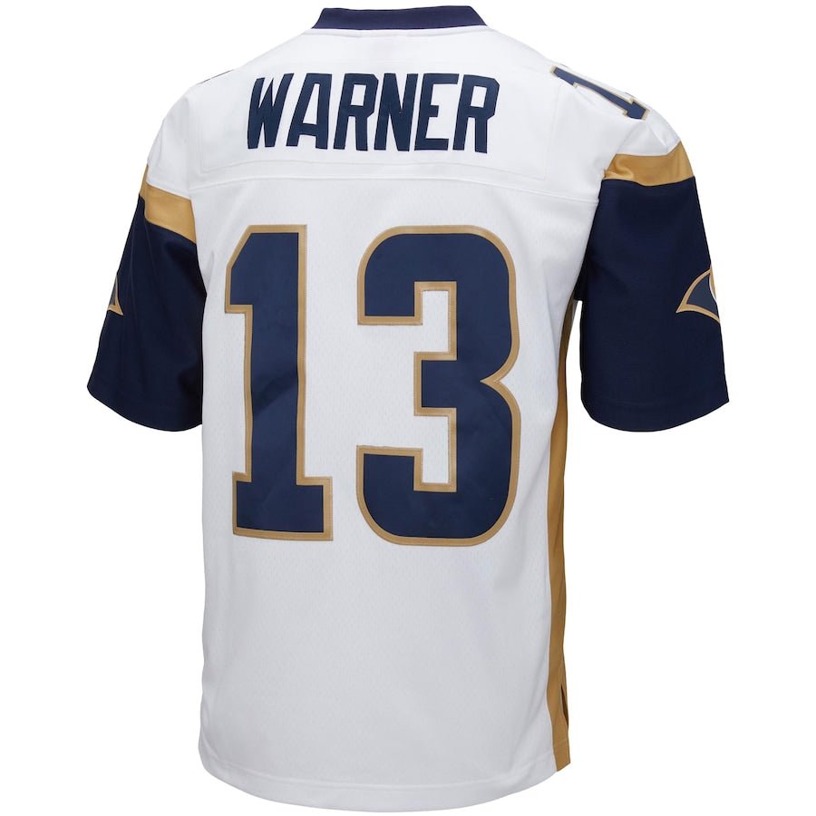 Los Angeles Rams Kurt Warner Mitchell & Ness White Big & Tall 2001 Retired Player Replica Jersey | American Football Shirts | Sportcify |