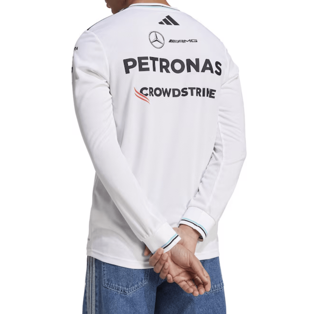 Driver Jersey Mercedes - AMG Petronas Formula One Team Long Sleeve T-shirt 2025 - White | Formula One Polo Shirt | Sportcify |