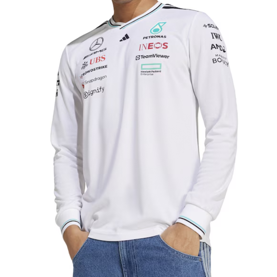 Driver Jersey Mercedes-AMG Petronas Formula One Team Long Sleeve T-shirt 2025 - White