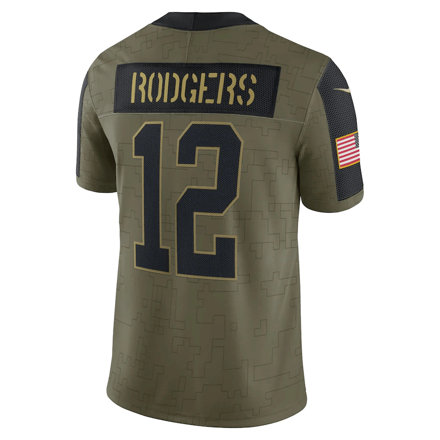 Rodgers Green Bay Packers Masculina - Salute to Service 2021 | NFL Jersey | Sportcify |