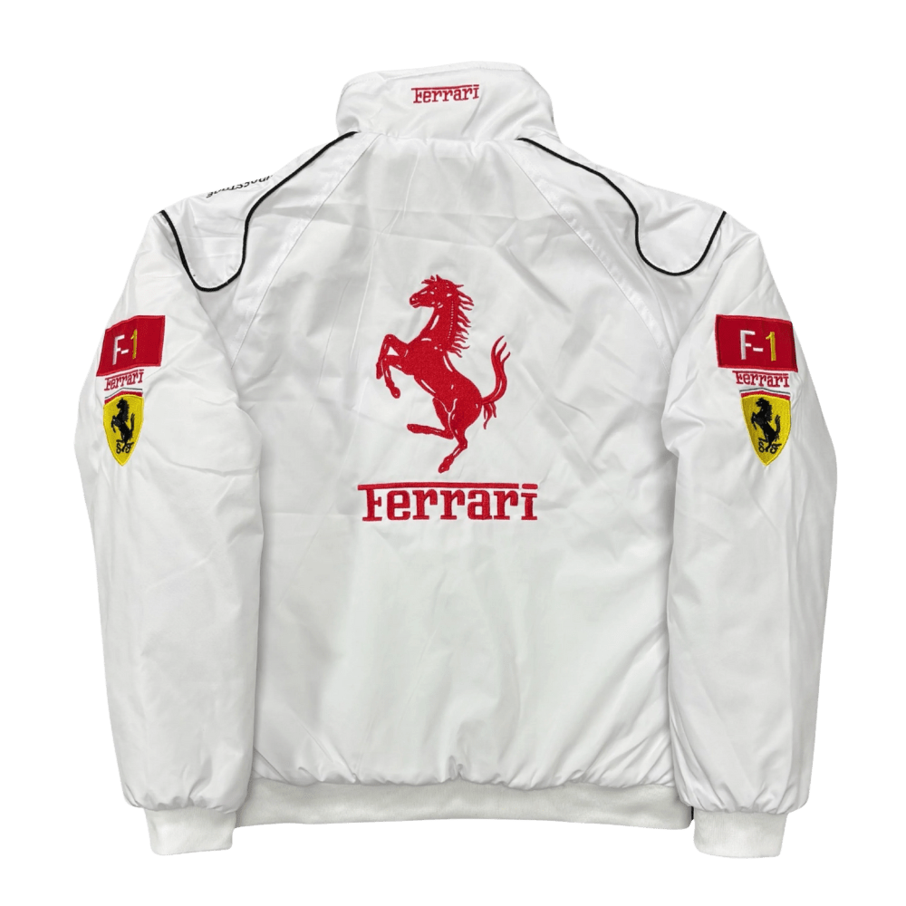 White Ferrari Vintage Racing Jacket | Racing Jacket | Sportcify |