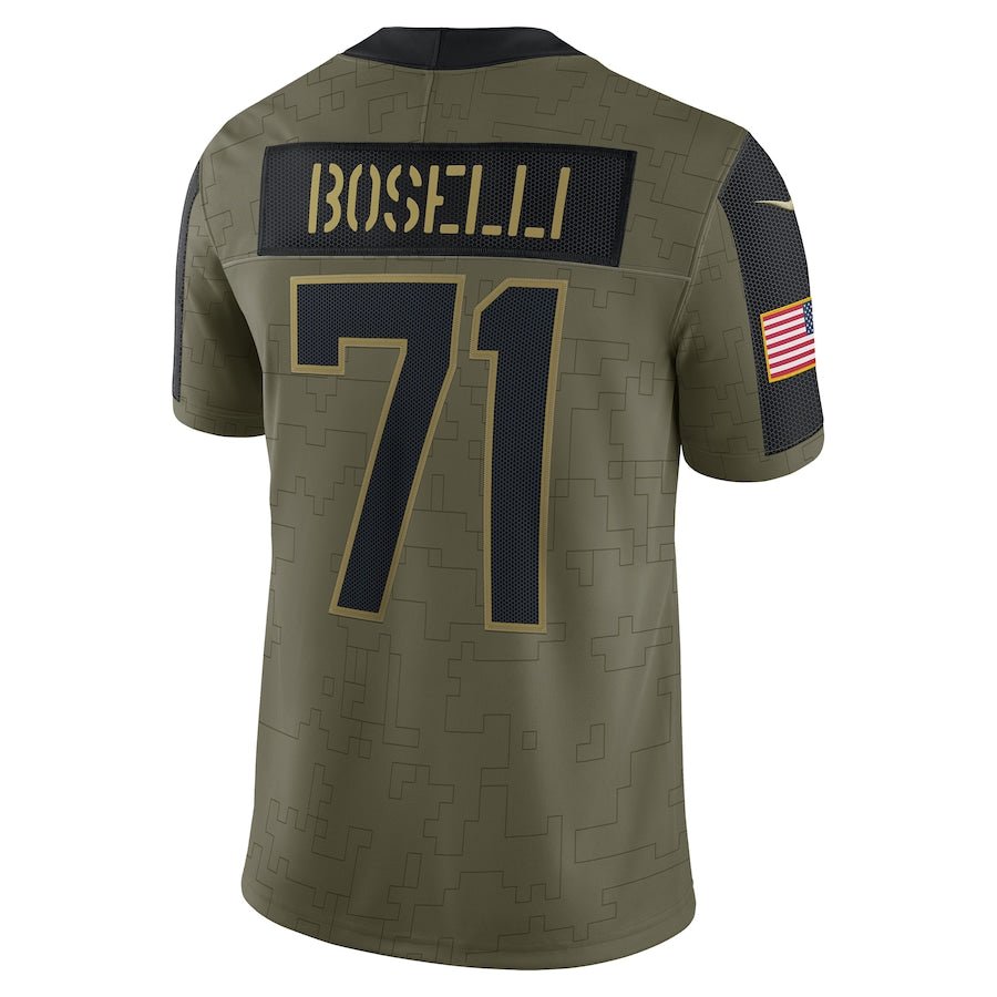 Tony Boselli Olive Jacksonville Jaguars 2021 Salute To Service Retired Player Limited Jersey | NFL Jersey | Sportcify |