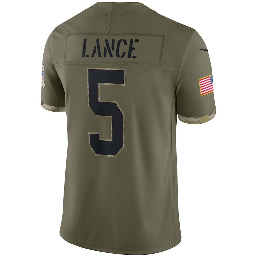 Trey Lance Olive San Francisco 49ers 2022 Salute To Service Limited Jersey | Football Shirts | Sportcify |