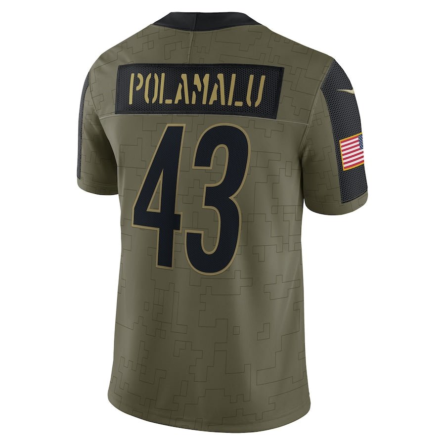 Troy Polamalu Olive Pittsburgh Steelers 2021 Salute To Service Retired Player Limited Jersey | NFL Jersey | Sportcify |