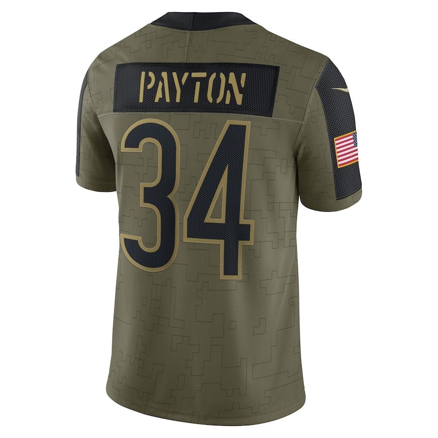 Walter Payton Olive Chicago Bears 2021 Salute To Service Retired Player Limited Jersey | NFL Jersey | Sportcify |