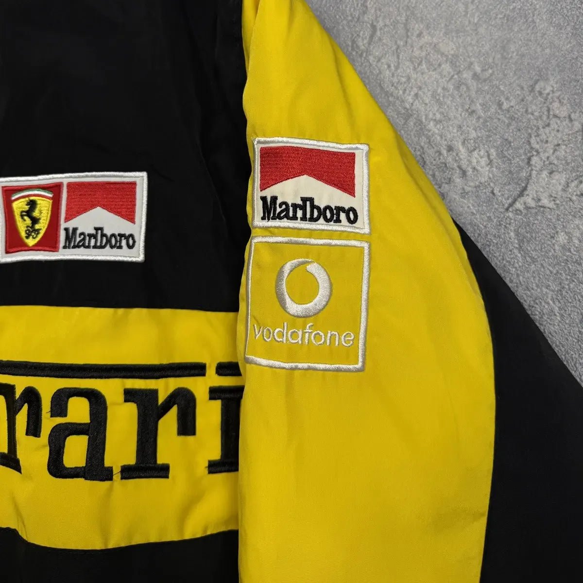 Yellow Michael Schumacher Ferrari Vintage Racing Jacket | Racing Jacket | Sportcify |