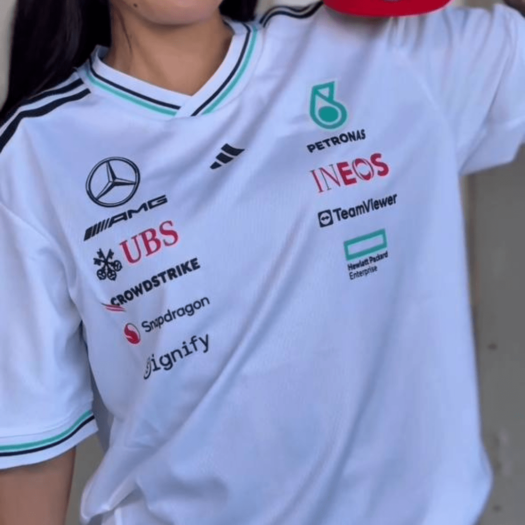 Driver Jersey Mercedes - AMG Petronas Formula One Team T-shirt 2025 - White | Formula One Polo Shirt | Sportcify |