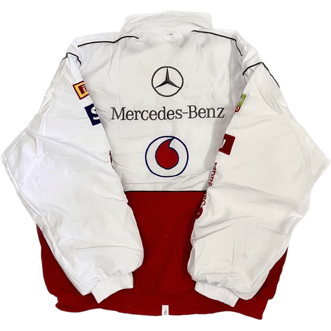 White and Red Mercedes Vintage Racing Jacket | Racing Jacket | Sportcify |