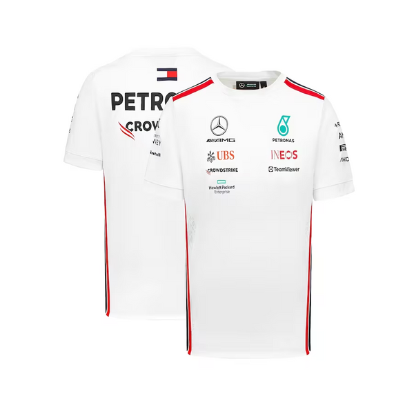 2023 WHITE MERCEDES TEAM FORMULA 1 SHIRT - Sportcify High Quality American Football Jerseys | NFL Jerseys