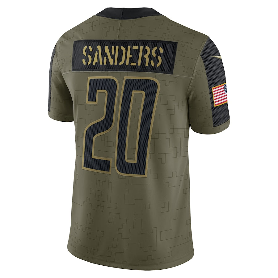 Barry Sanders Olive Detroit Lions 2021 Salute To Service - Limited Player Jersey