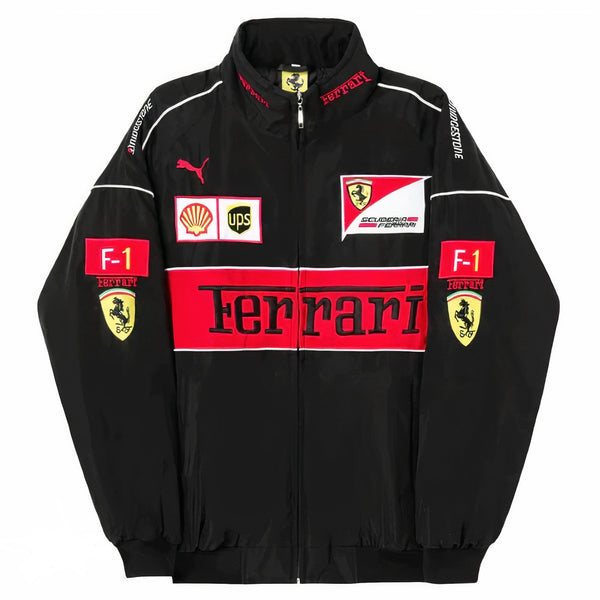 Black Ferrari Vintage Racing Jacket - Sportcify High Quality American Football Jerseys | NFL Jerseys