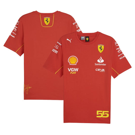 Carlos Sainz Red Scuderia Ferrari 2024 Team T-Shirt