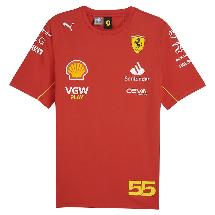 Carlos Sainz Red Scuderia Ferrari 2024 Team T-Shirt