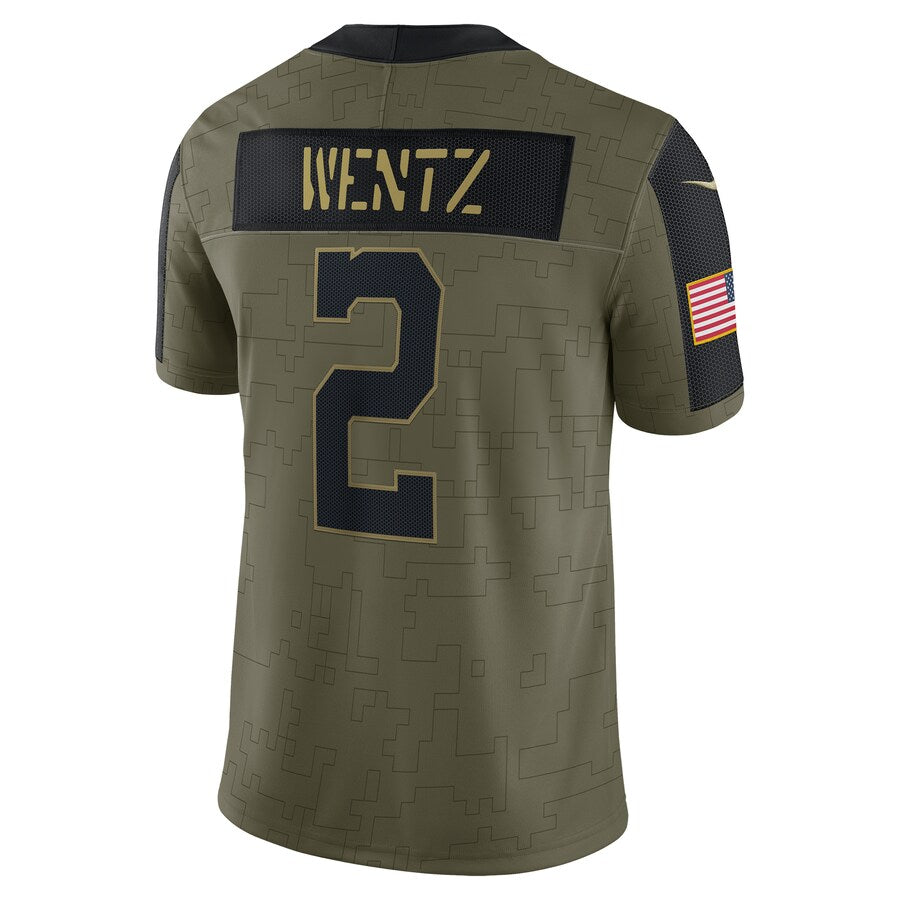 Carson Wentz Olive Indianapolis Colts Salute To Service 2021 Limited Player Jersey