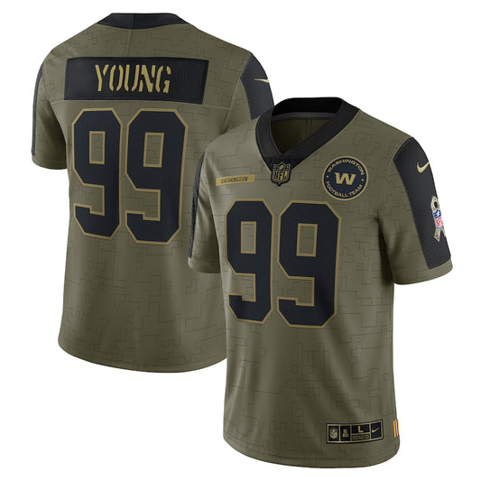 Chase Young Washington Football Team Salute To Service 2021 Limited Player Jersey - Olive