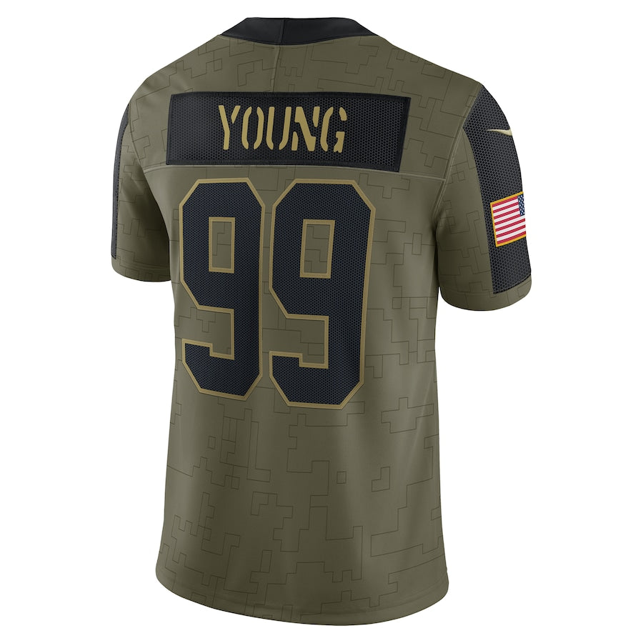 Chase Young Washington Football Team Salute To Service 2021 Limited Player Jersey - Olive