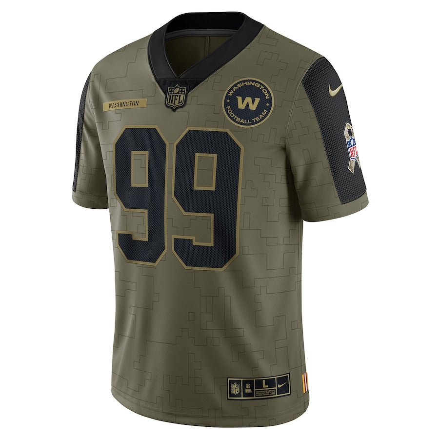 Chase Young Washington Football Team Salute To Service 2021 Limited Player Jersey - Olive