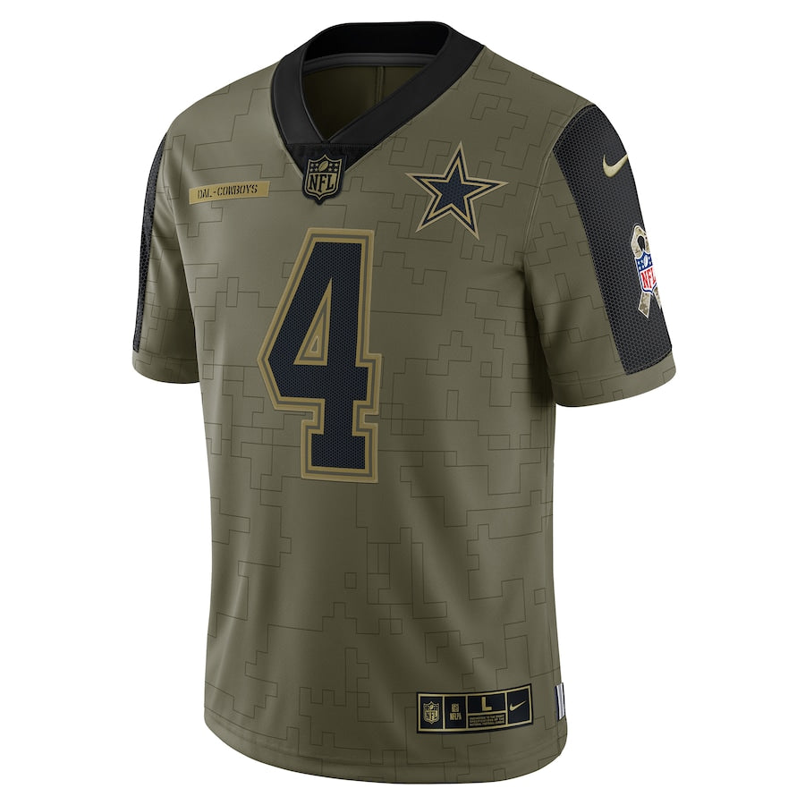 Dak Prescott Olive Dallas Cowboys 2021 Salute To Service - Limited Player Jersey