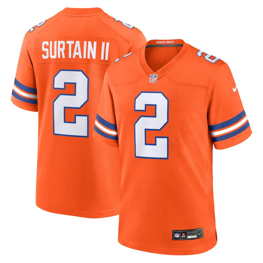 Denver Broncos Patrick Surtain II Orange Mile High Collection 1977 Throwback Player Game Jersey - Sportcify High Quality American Football Jerseys | NFL Jerseys