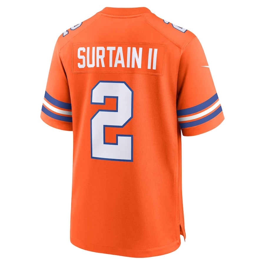 Denver Broncos Patrick Surtain II Orange Mile High Collection 1977 Throwback Player Game Jersey - Sportcify High Quality American Football Jerseys | NFL Jerseys