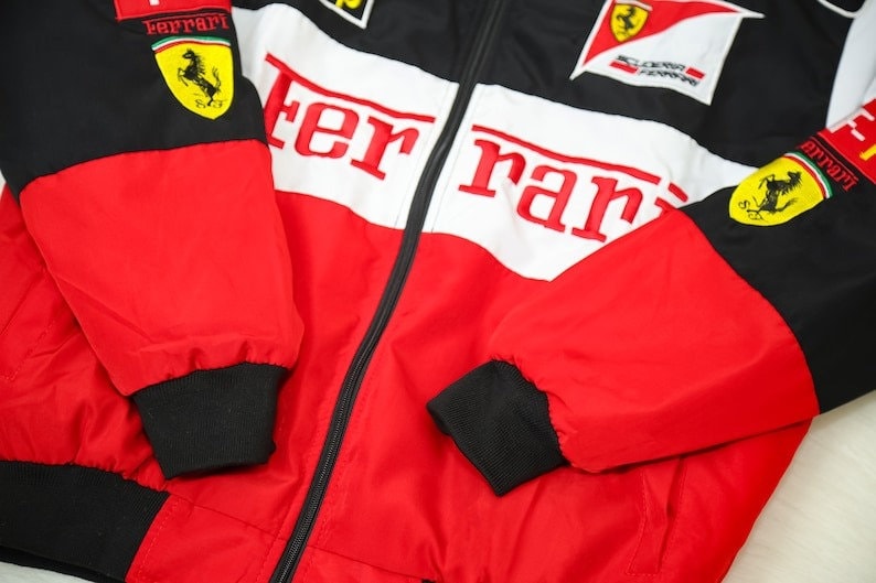 White Ferrari Vintage Racing Jacket - Sportcify High Quality American Football Jerseys | NFL Jerseys
