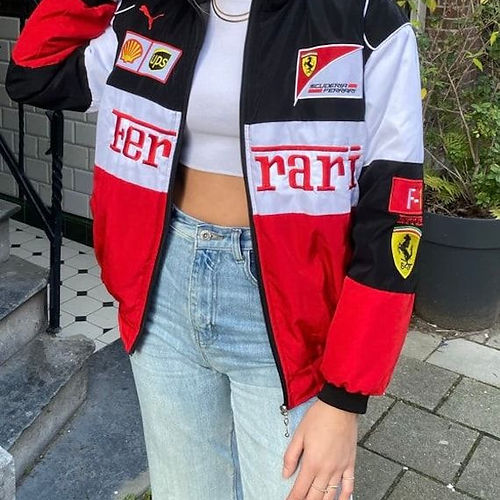 White Ferrari Vintage Racing Jacket - Sportcify High Quality American Football Jerseys | NFL Jerseys
