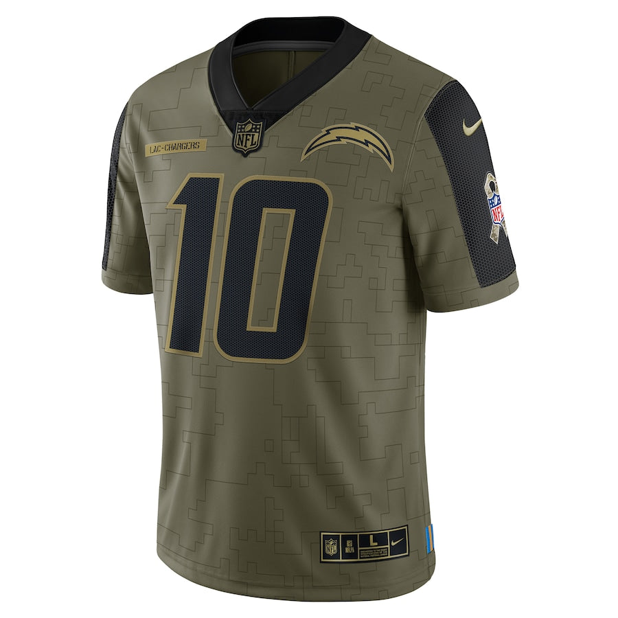 Justin Herbert Olive Los Angeles Chargers 2021 Salute To Service - Limited Player Jersey