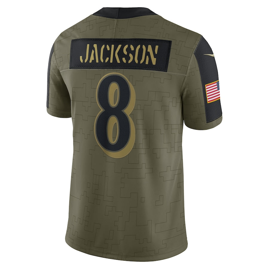 Lamar Jackson Olive Baltimore Ravens 2021 Salute To Service - Limited Player Jersey