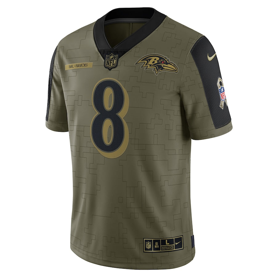 Lamar Jackson Olive Baltimore Ravens 2021 Salute To Service - Limited Player Jersey