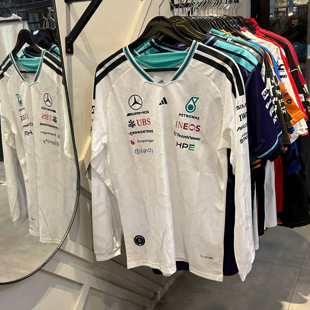 Mercedes AMG F1 2026 Team Drive Long-Sleeve Driver Tee - White