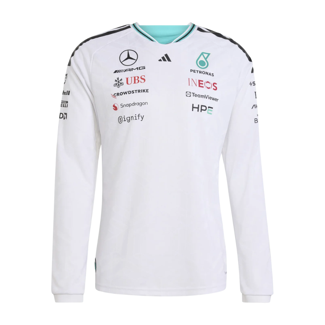 Mercedes AMG F1 2026 Team Drive Long-Sleeve Driver Tee - White