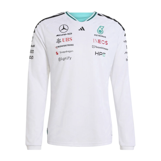 Mercedes AMG F1 2026 Team Drive Long-Sleeve Driver Tee - White