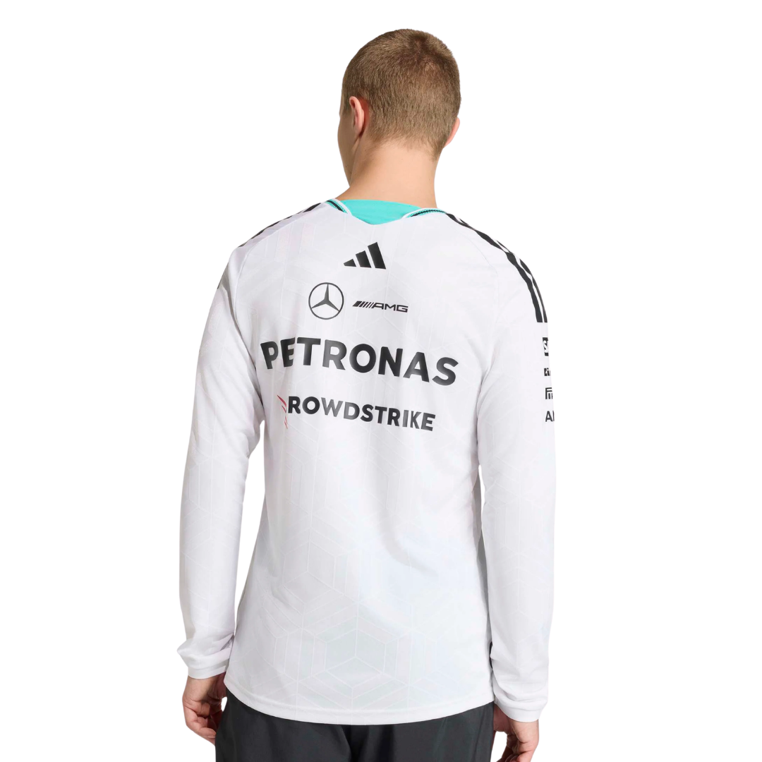 Mercedes AMG F1 2026 Team Drive Long-Sleeve Driver Tee - White
