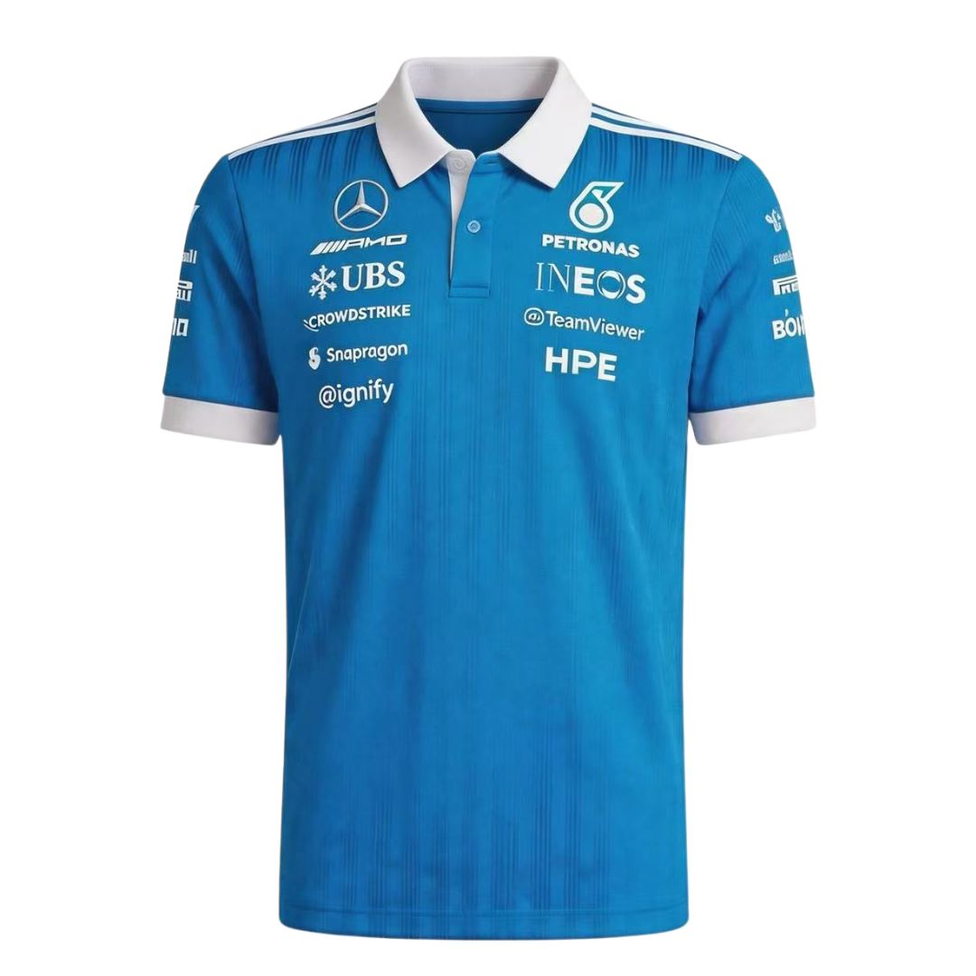 Mercedes Blue Wonder 2026 Team Polo Shirt - Silverstone GP Special Edition