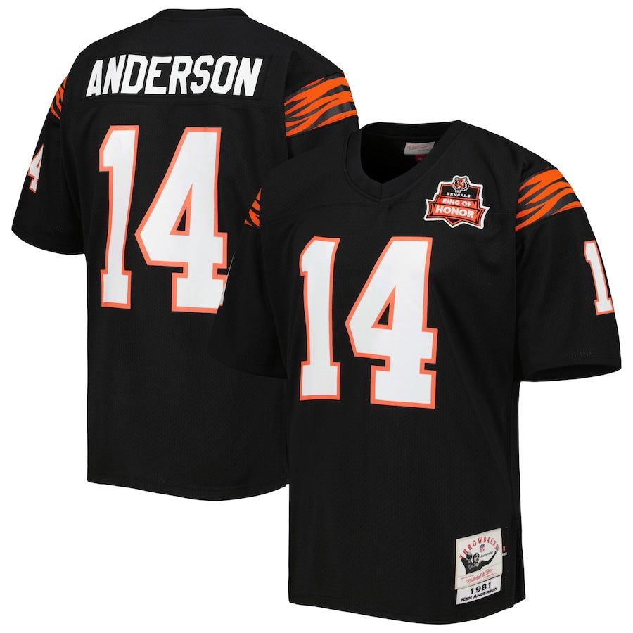 Mitchell & Ness Ken Anderson Black Cincinnati Bengals 1981 Authentic Throwback Retired Player Jersey - Sportcify High Quality American Football Jerseys | NFL Jerseys