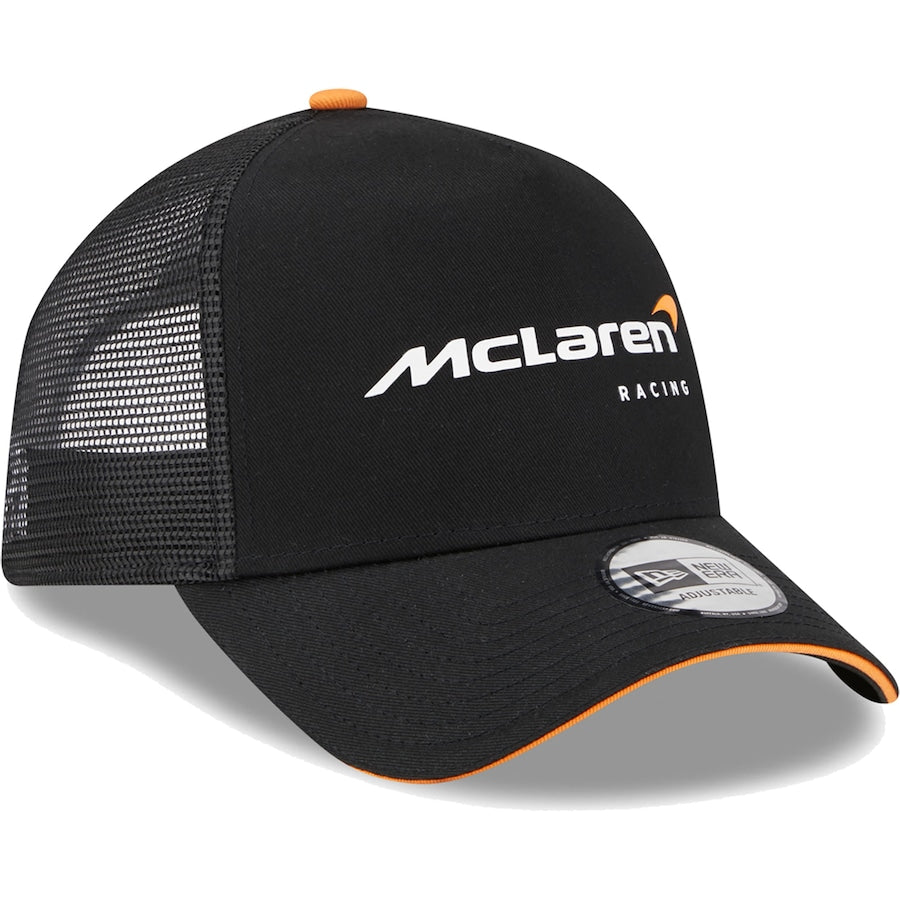 New Era McLaren F1 Team Black Wordmark Trucker Adjustable Hat