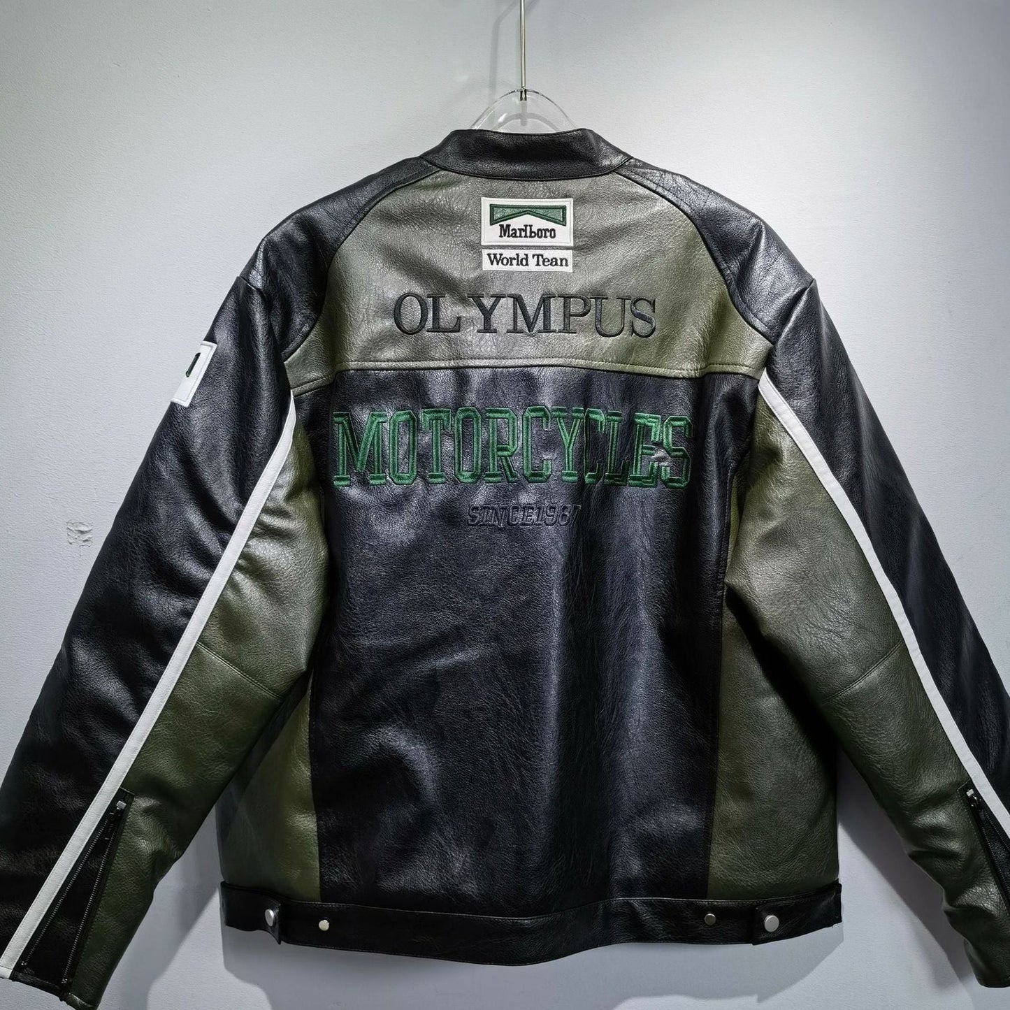 Olympus Green Ferrari Leather Racing Jacket
