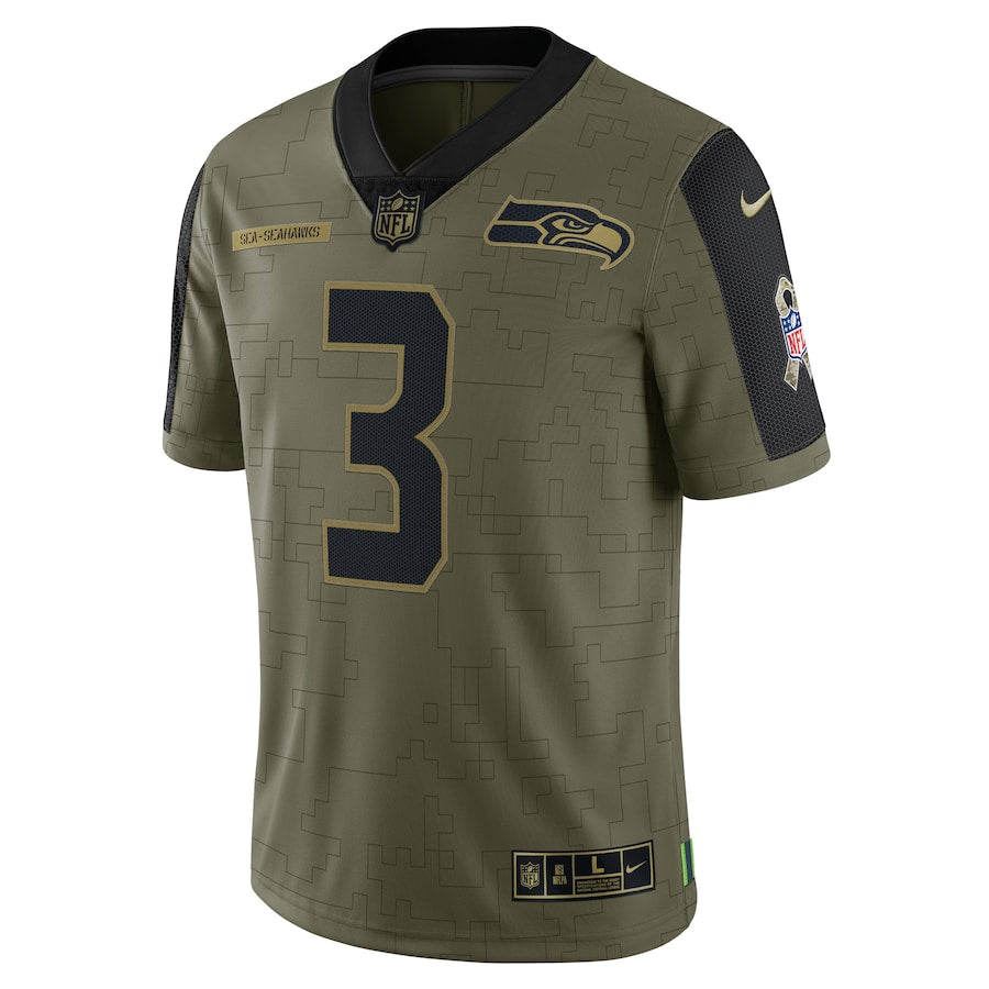 Russell Wilson Olive Seattle Seahawks Salute To Service Limited Player Jersey