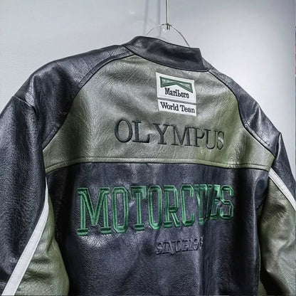 Olympus Green Ferrari Leather Racing Jacket