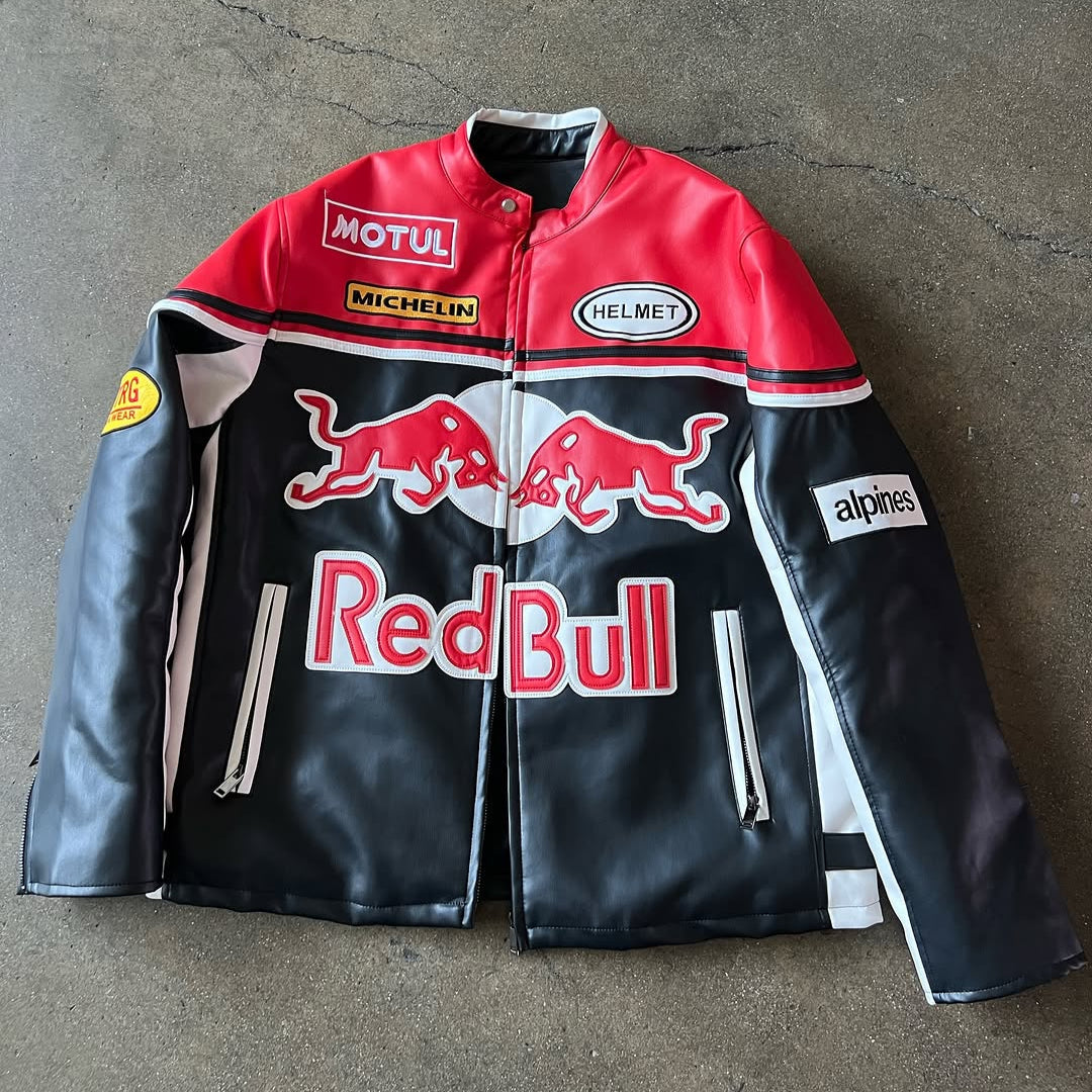 Red Bull Vintage Leather Racing Jacket
